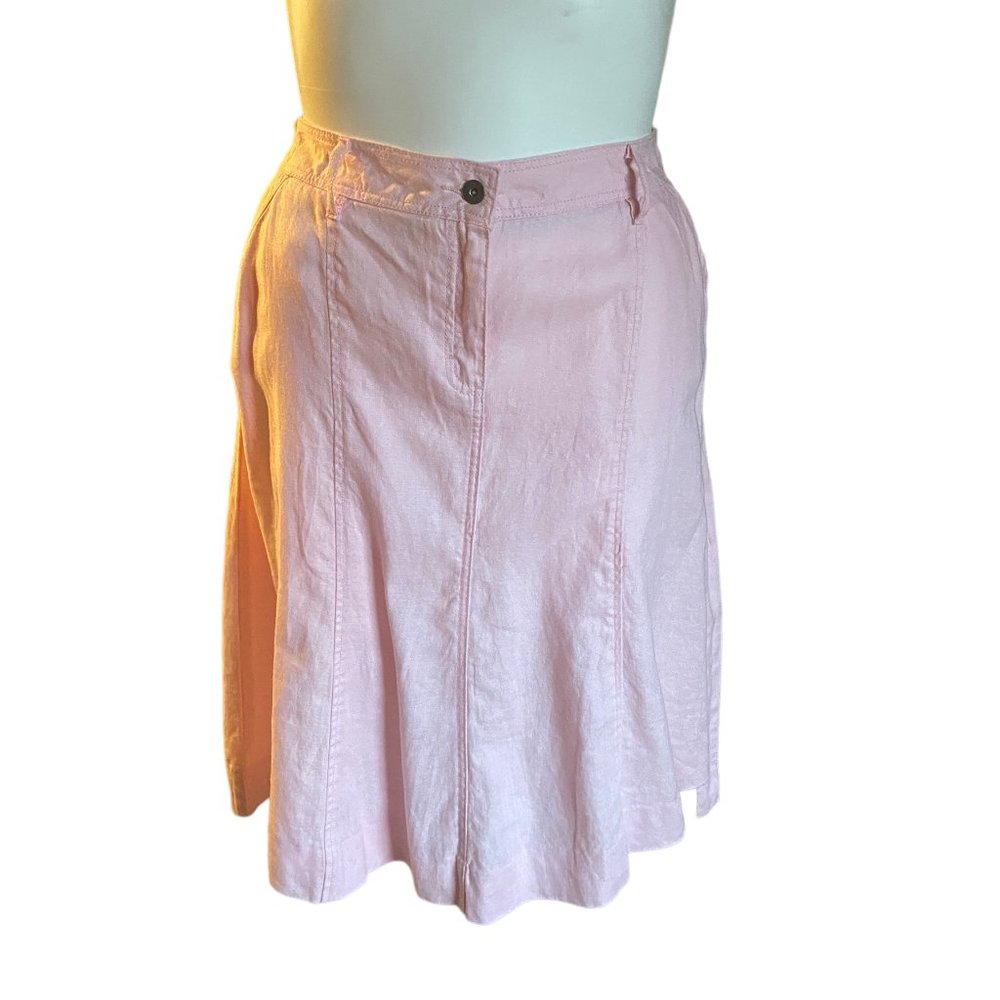Tommy Hilfiger Linen Pleated Knee Length Skirt Size 14